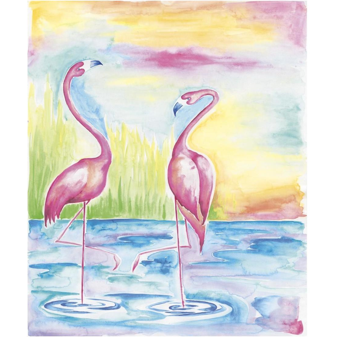Bright Flamingos I -Paper Art-20.26&quotx24"