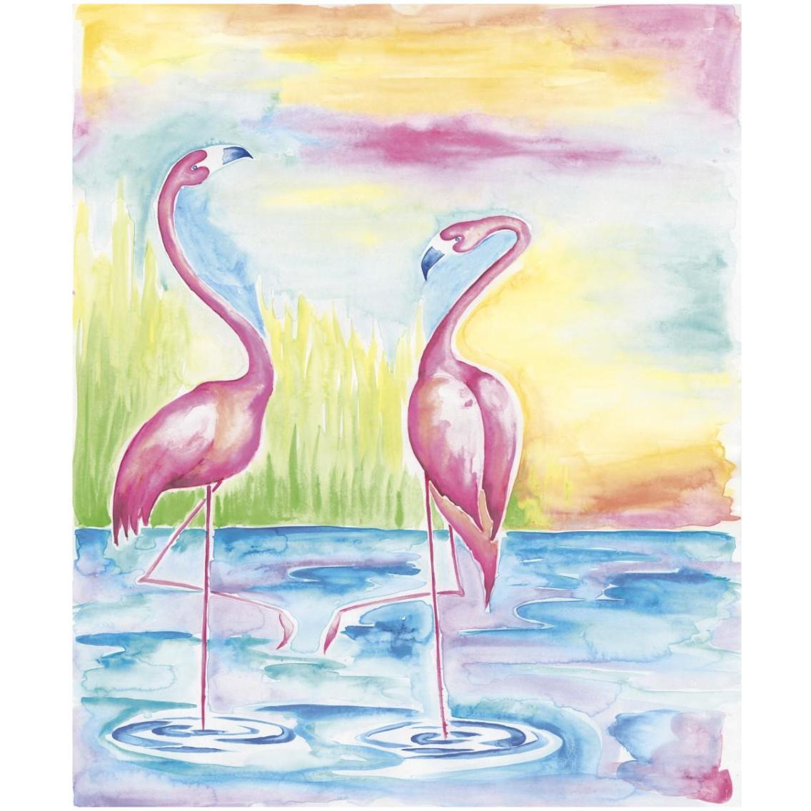 Bright Flamingos I -Paper Art-26.9&quotx32"