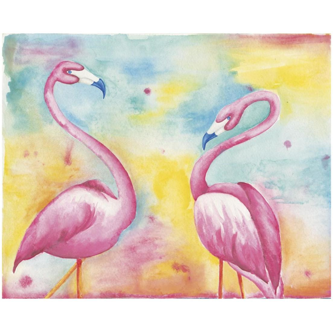 Bright Flamingos II -Paper Art-22&quotx18"