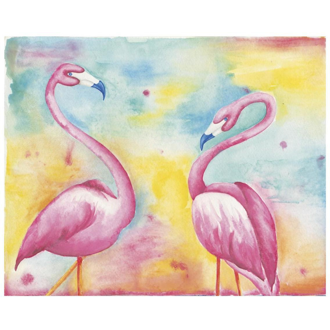 Bright Flamingos II -Paper Art-26&quotx22"