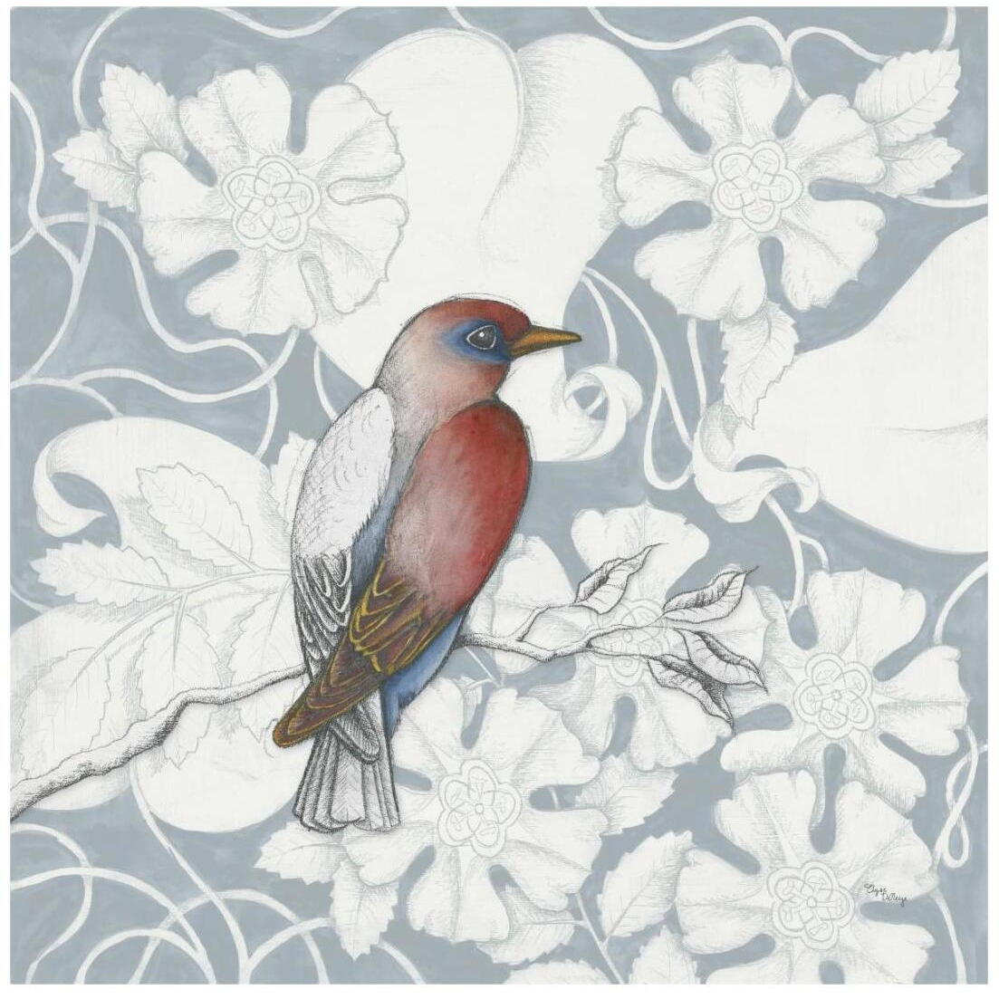 Arts and Crafts Birds I Tone on Tone -Paper Art-20&quotx20"