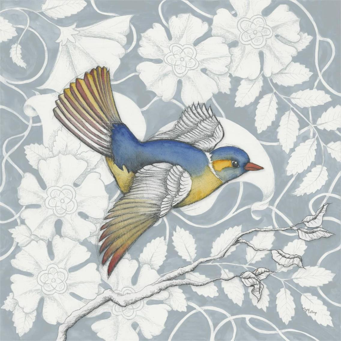 Arts and Crafts Birds III Tone on Tone -Paper Art-38&quotx38"