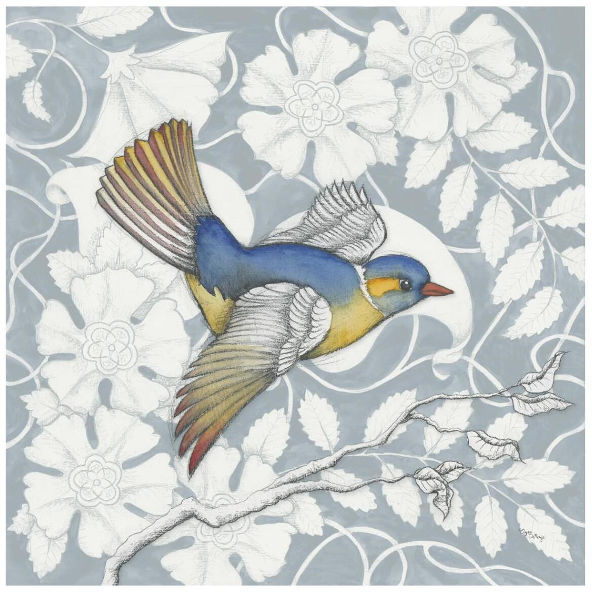 Arts and Crafts Birds III Tone on Tone -Paper Art-42&quotx42"