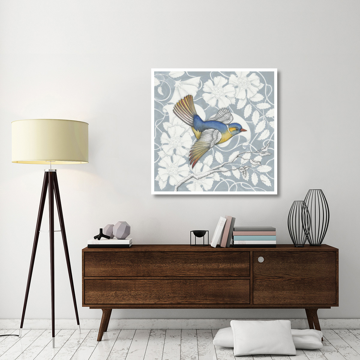 Arts and Crafts Birds III Tone on Tone -Paper Art-42&quotx42"