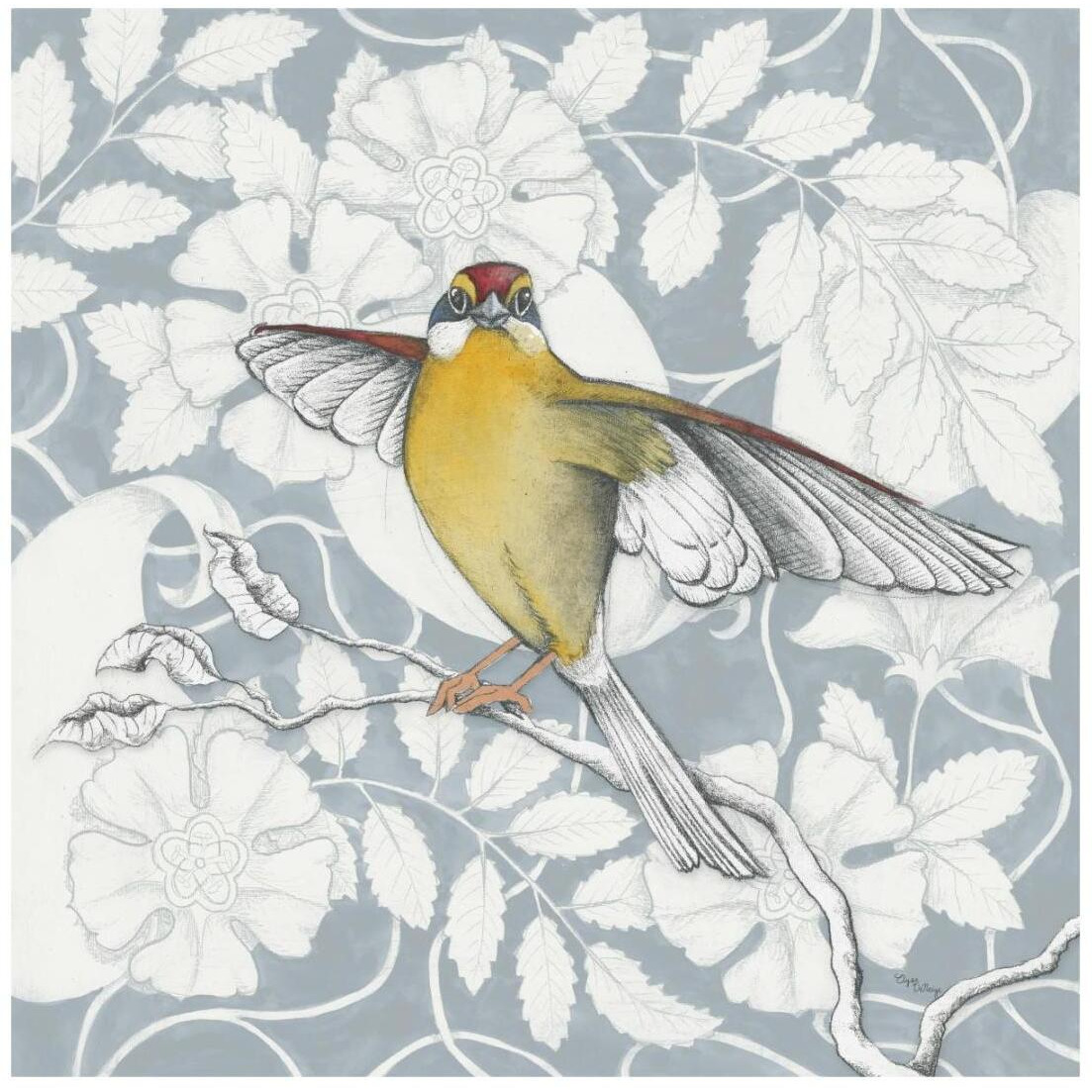 Arts and Crafts Birds IV Tone on Tone -Paper Art-20&quotx20"