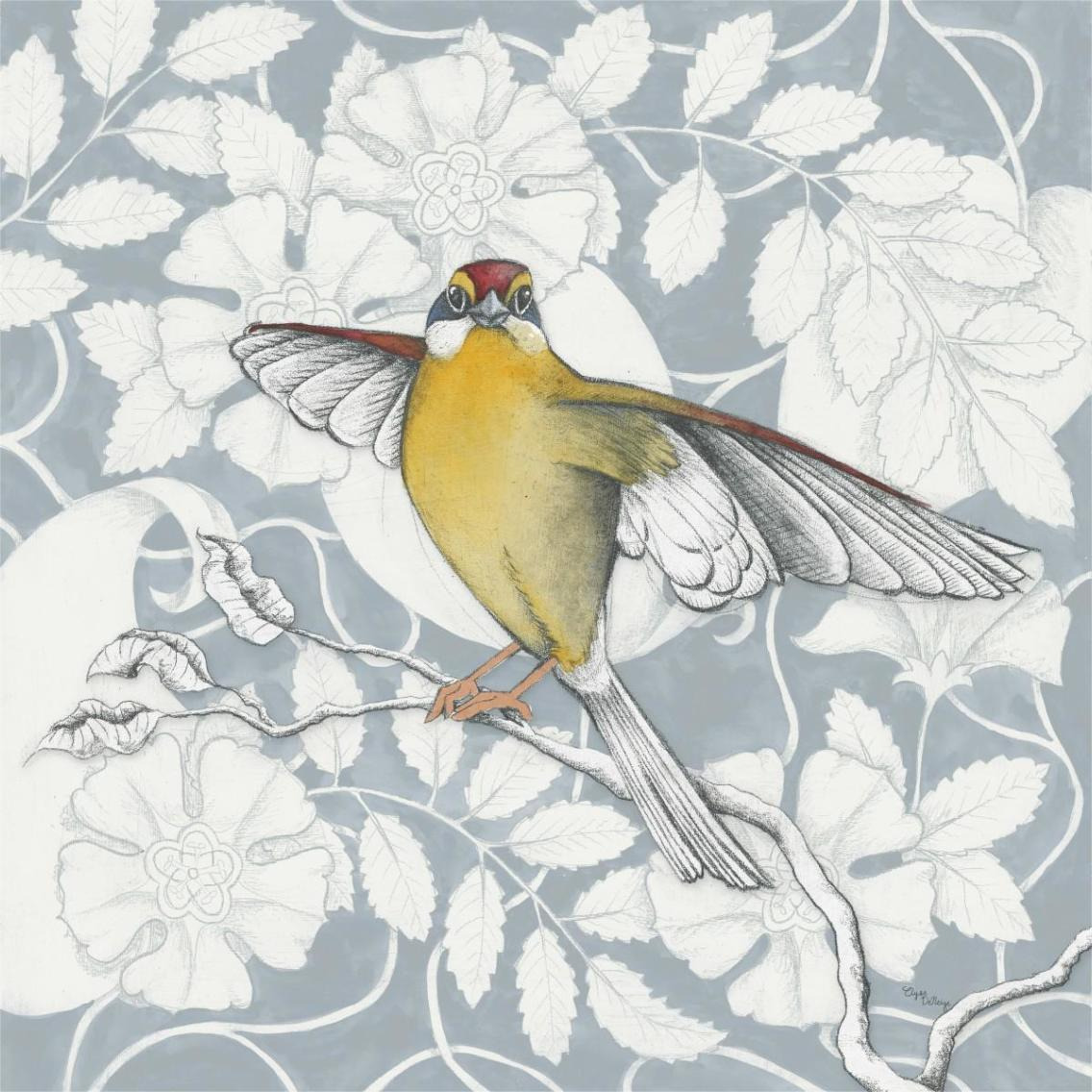 Arts and Crafts Birds IV Tone on Tone -Paper Art-38&quotx38"