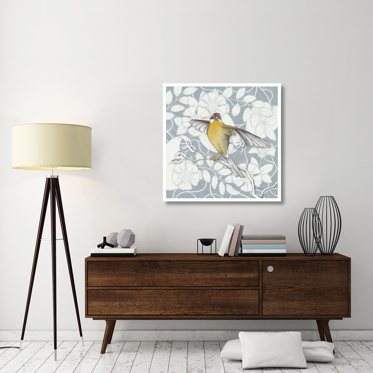Arts and Crafts Birds IV Tone on Tone -Paper Art-38&quotx38"