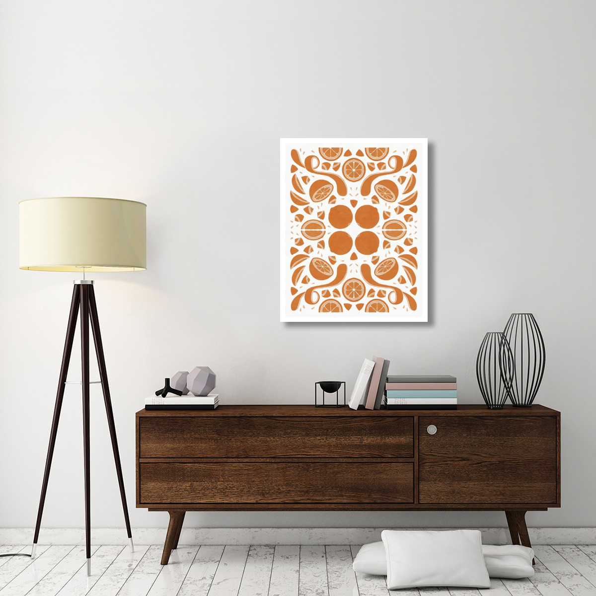 Retro Orange Otomi Monotone -Paper Art-30&quotx37"