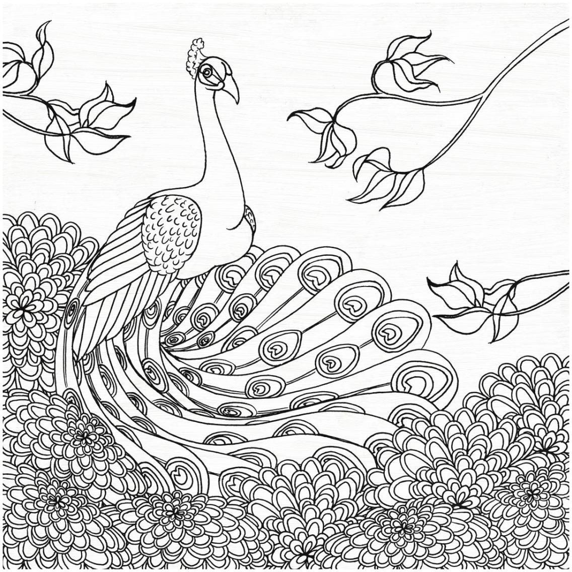 Palace Peacock I Black and White -Paper Art-32&quotx32"