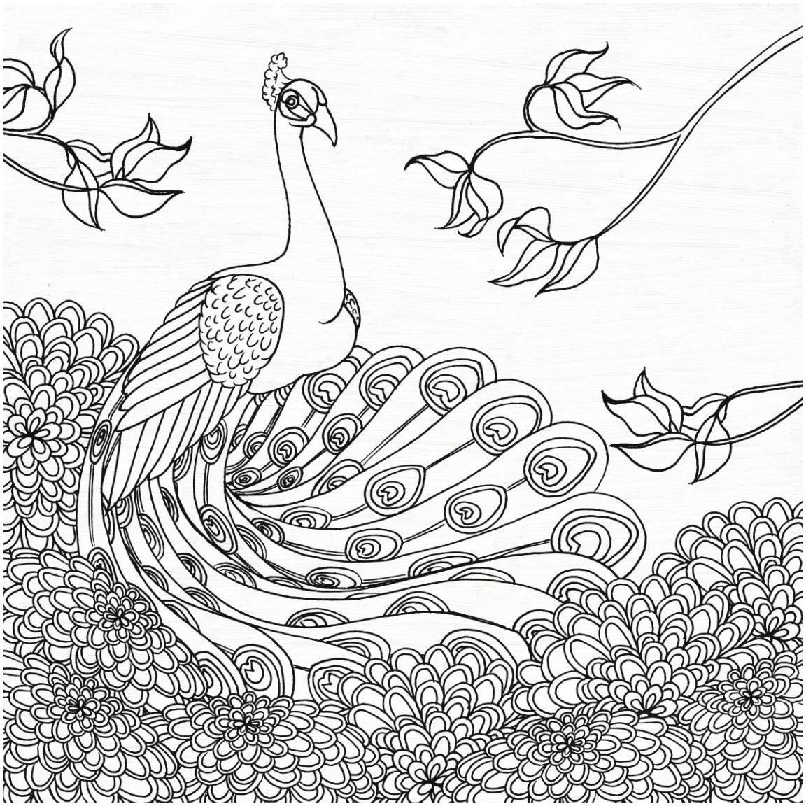 Palace Peacock I Black and White -Paper Art-42&quotx42"