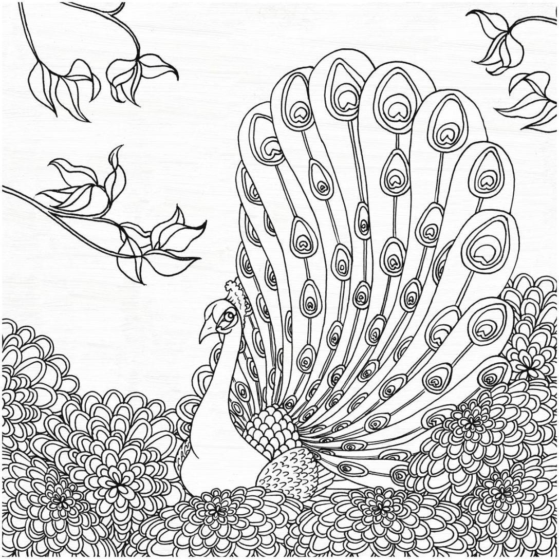 Palace Peacock II Black and White -Paper Art-20&quotx20"
