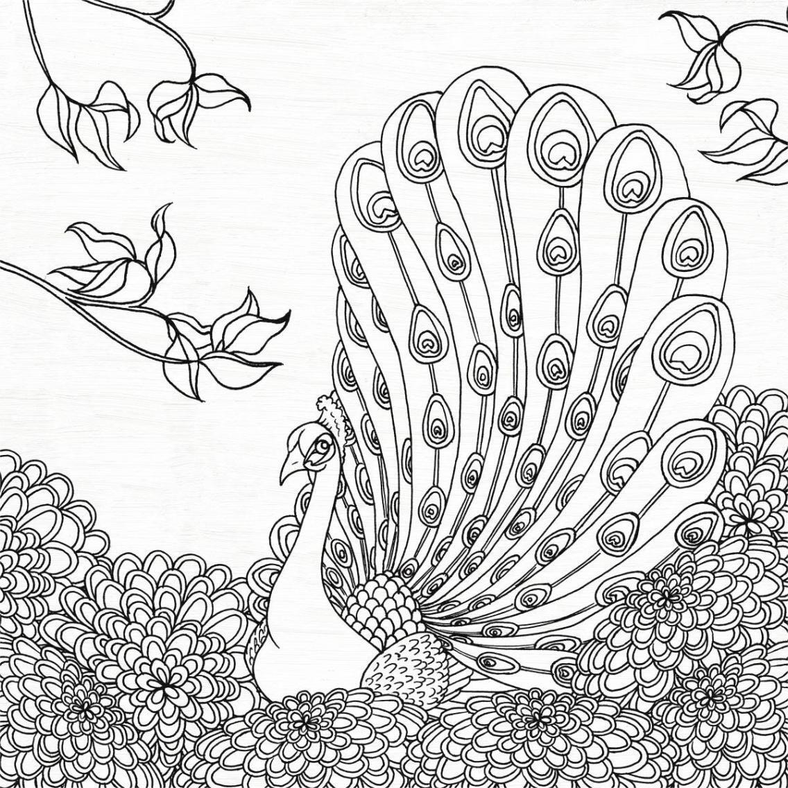 Palace Peacock II Black and White -Paper Art-38&quotx38"
