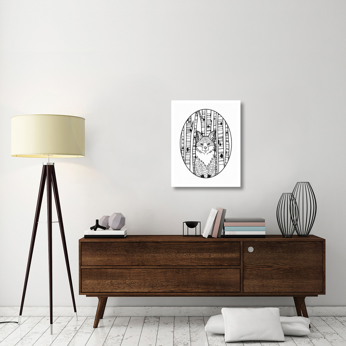 Forest Friends I Black and White -Paper Art-24&quotx30"