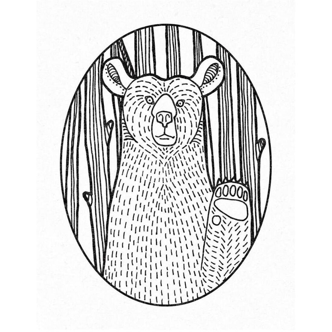 Forest Friends IV Black and White -Paper Art-18&quotx22"