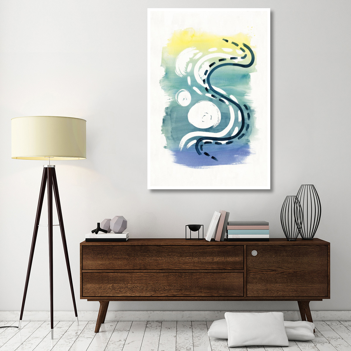 Offset Shapes Curve -Paper Art-42&quotx62"
