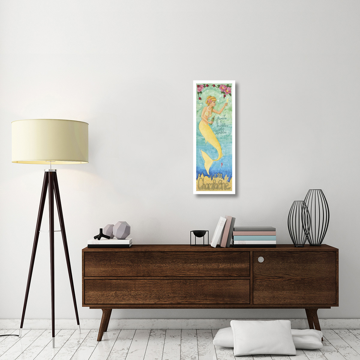 Nouveau Mermaid Champagne -Paper Art-14&quotx38"