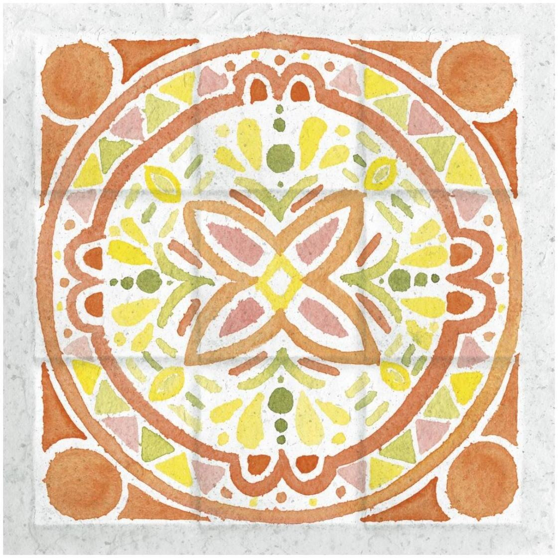 Citrus Tile I -Paper Art-26&quotx26"