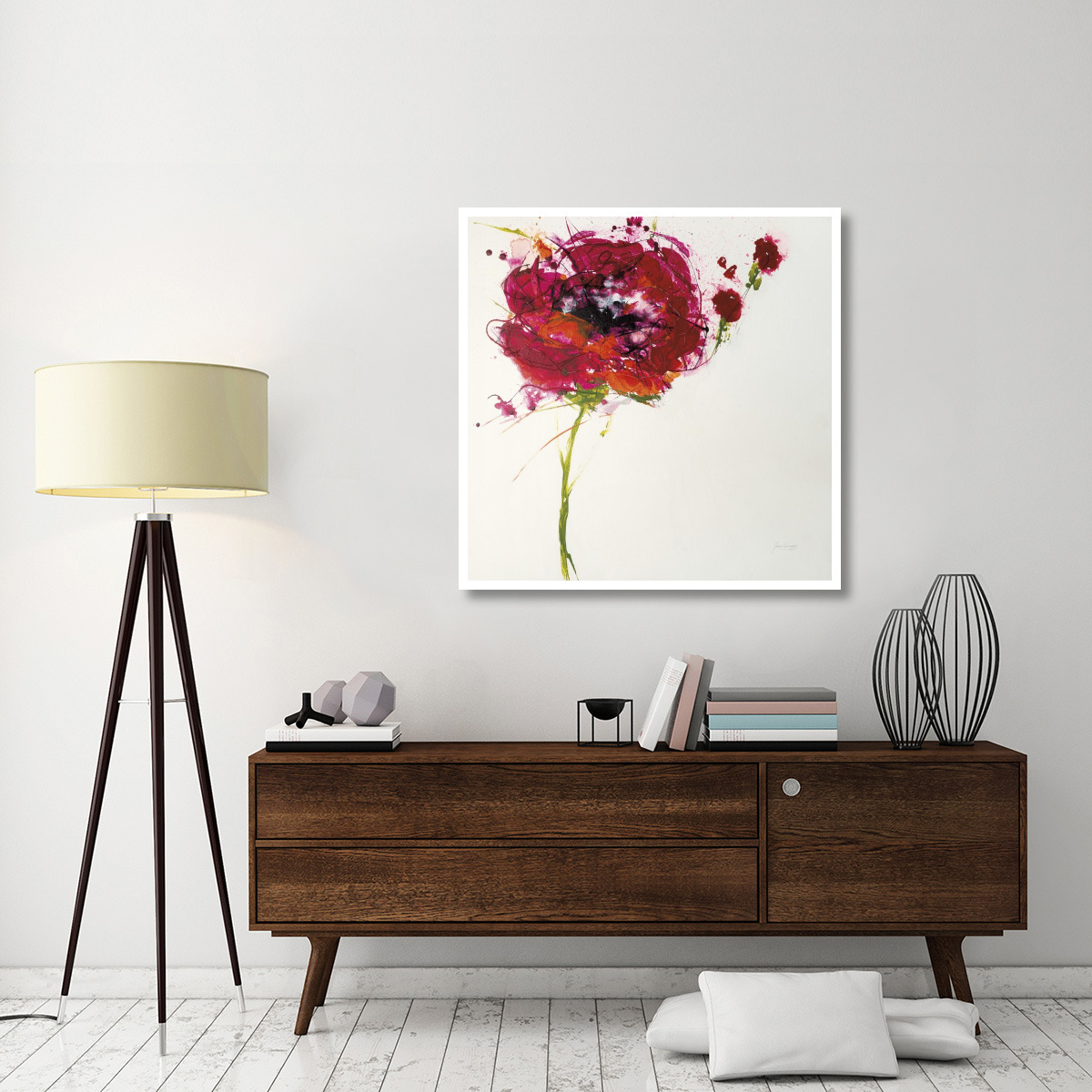 Poppy Master on White -Paper Art-42&quotx42"