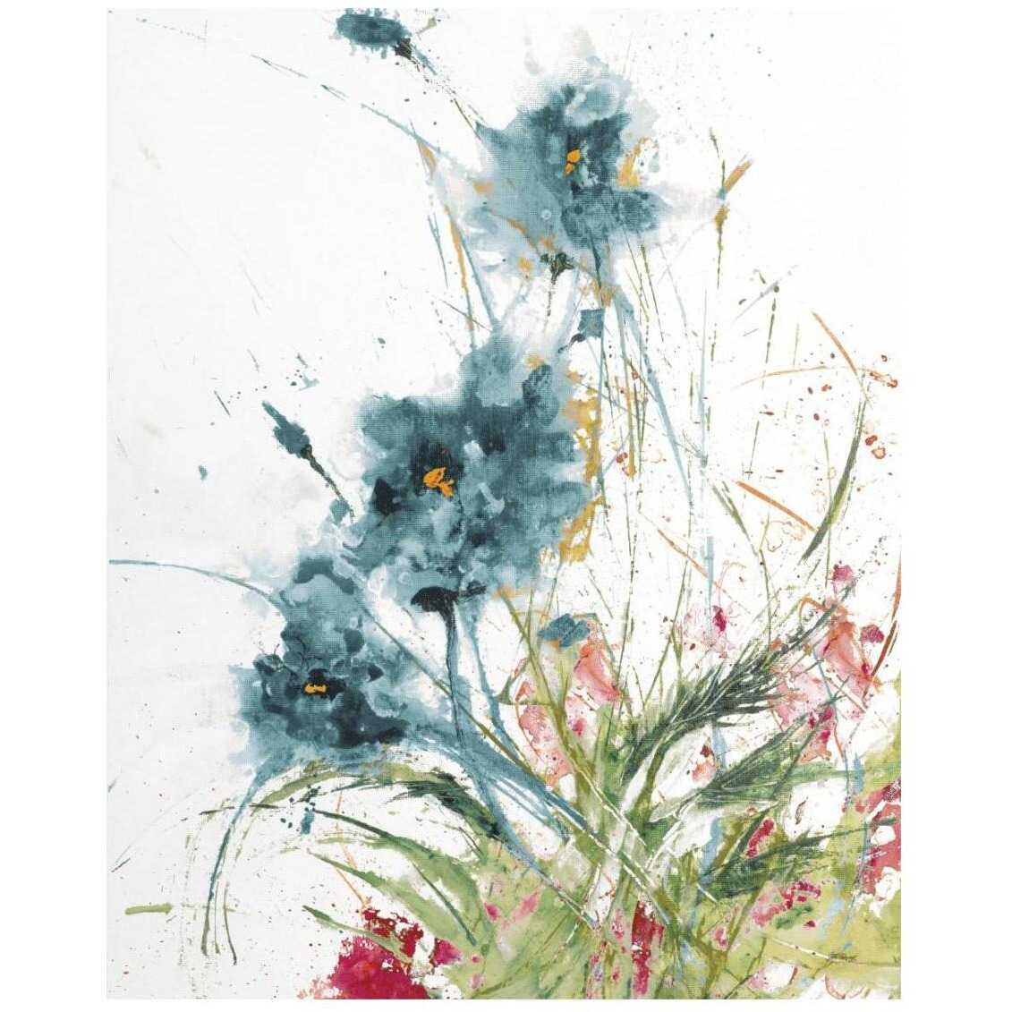 Flora Blue Crop on White -Paper Art-22&quotx26"