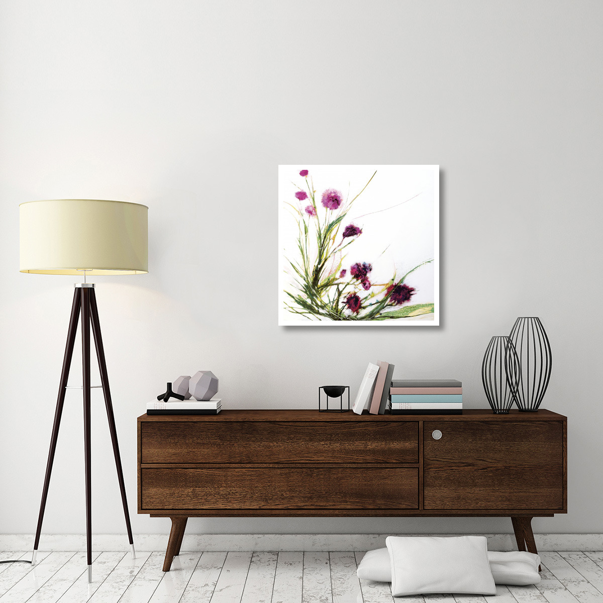 Flowers in the Wind on White -Paper Art-32&quotx32"