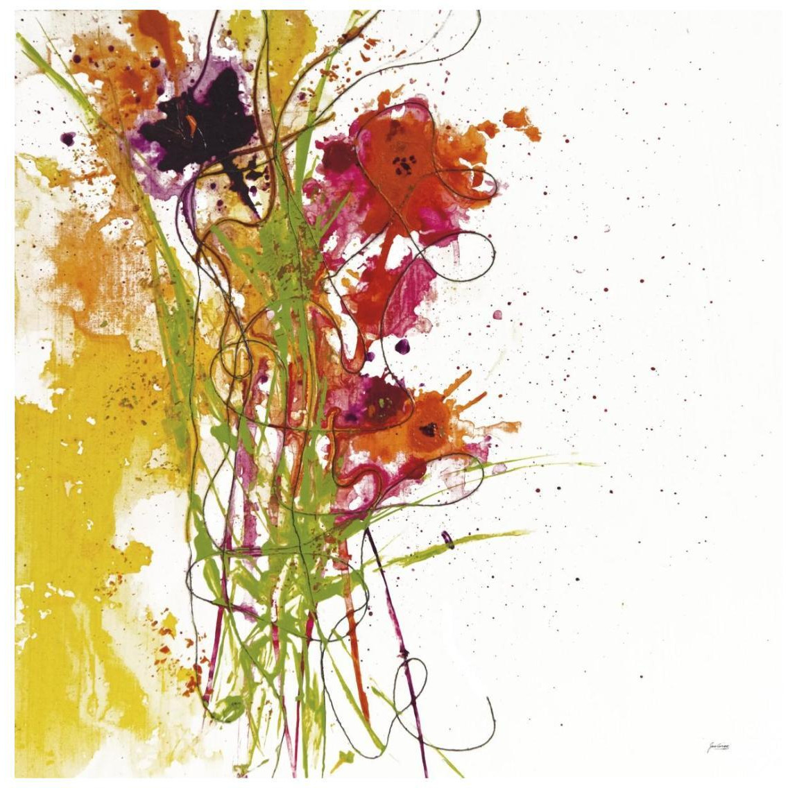 Flower Tango on White -Paper Art-26&quotx26"