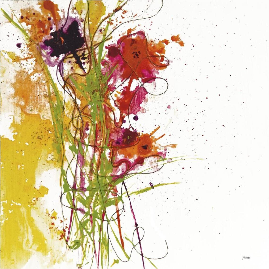 Flower Tango on White -Paper Art-38&quotx38"