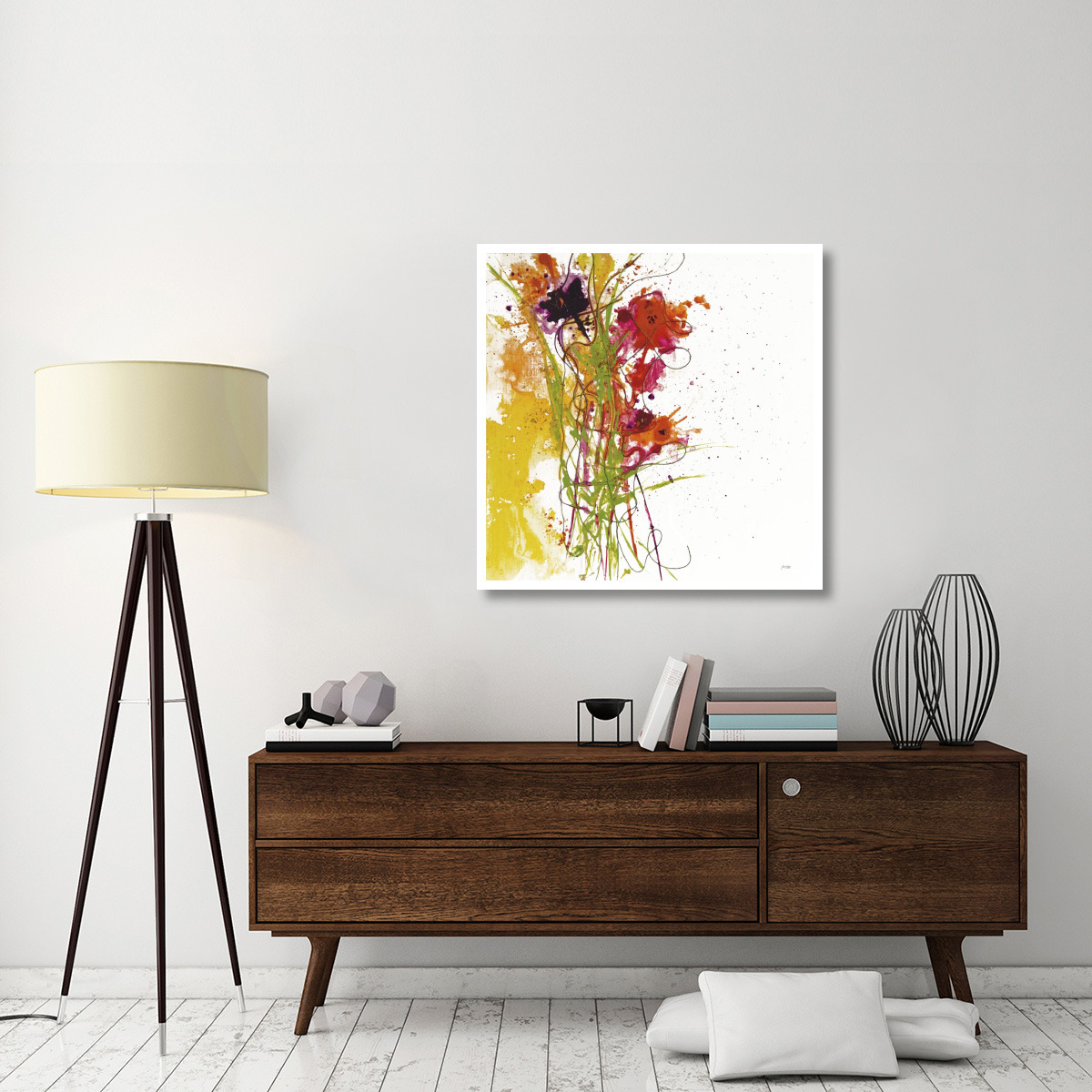 Flower Tango on White -Paper Art-38&quotx38"