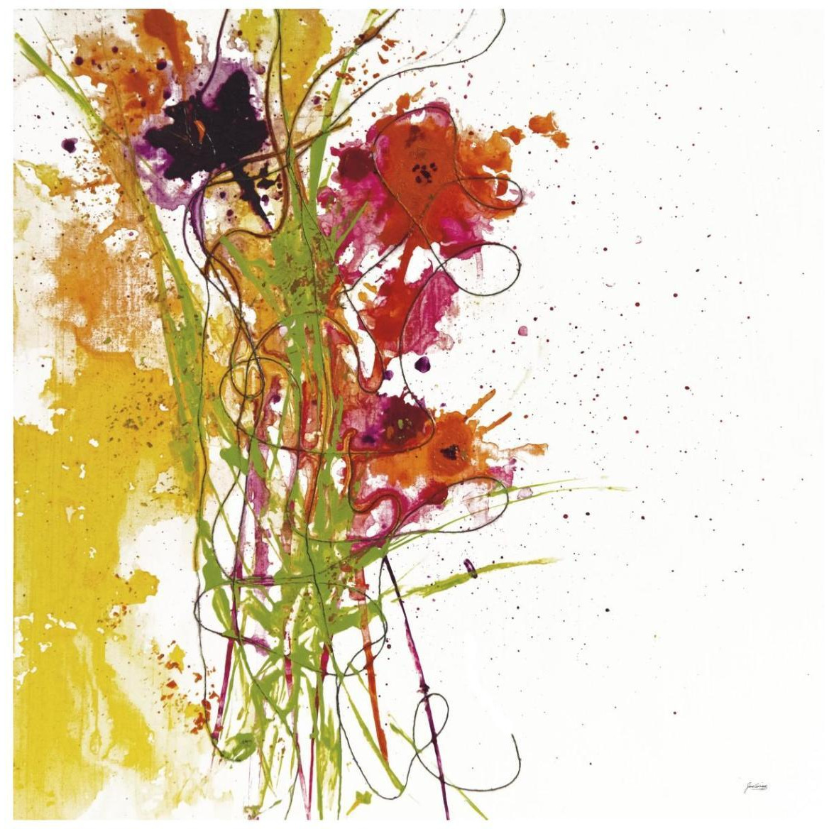 Flower Tango on White -Paper Art-42&quotx42"