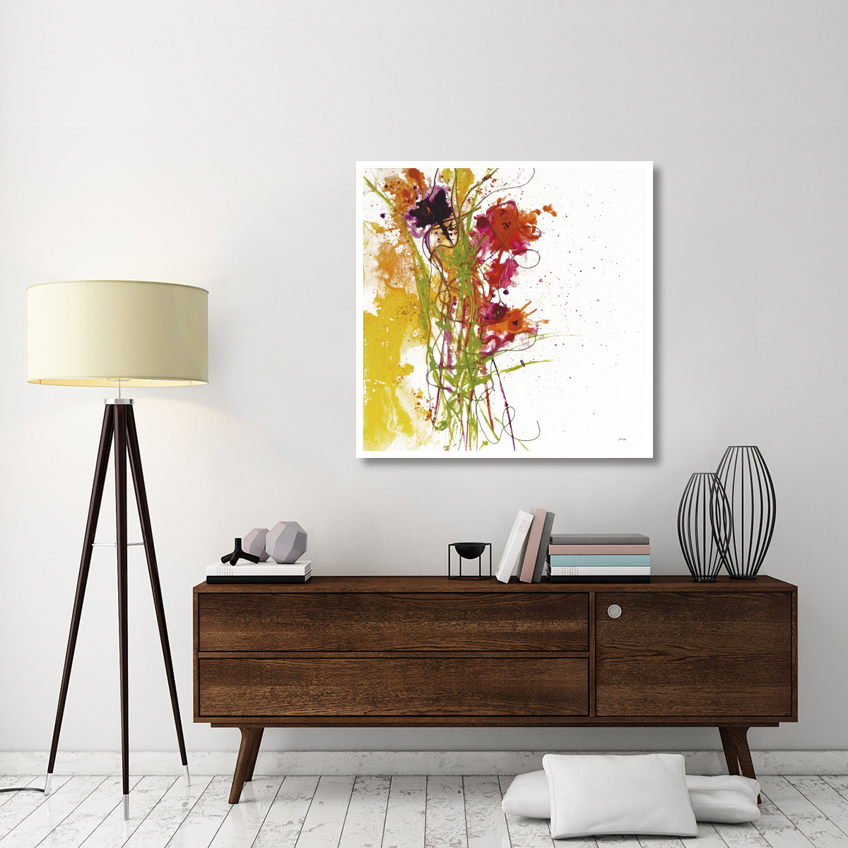 Flower Tango on White -Paper Art-42&quotx42"