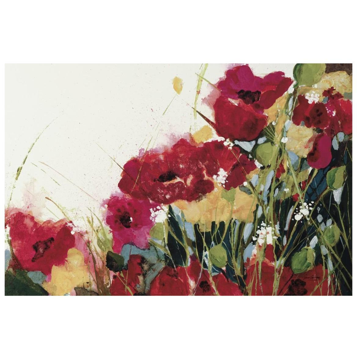 Poppies and Flowers on White -Paper Art-20&quotx14"