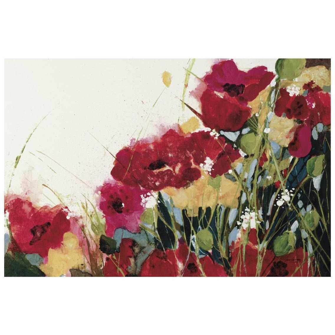 Poppies and Flowers on White -Paper Art-26&quotx18"