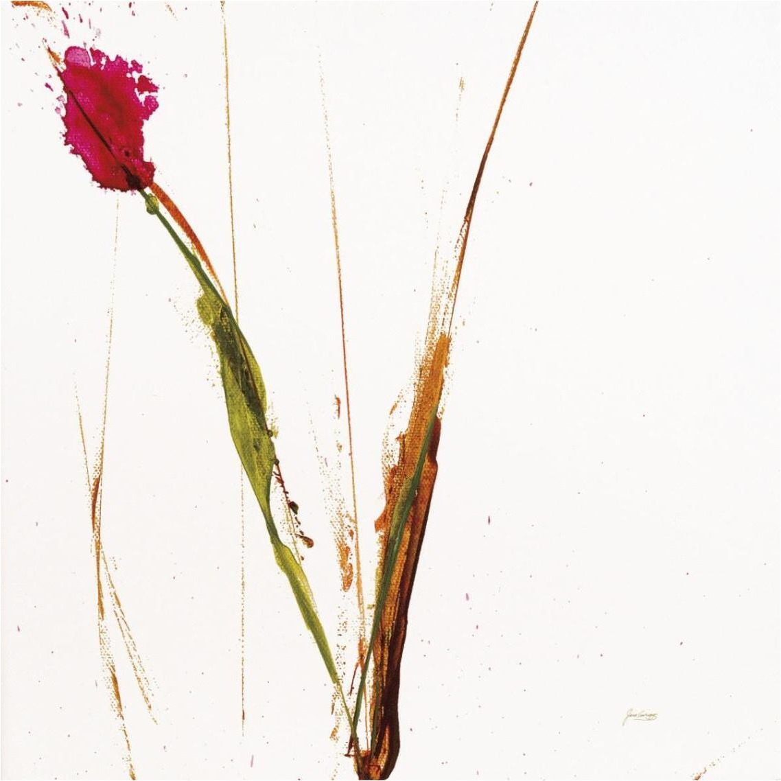 Pink Buds I on White -Paper Art-38&quotx38"