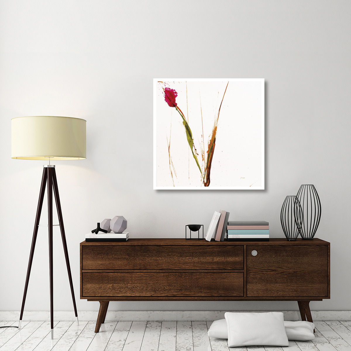 Pink Buds I on White -Paper Art-38&quotx38"