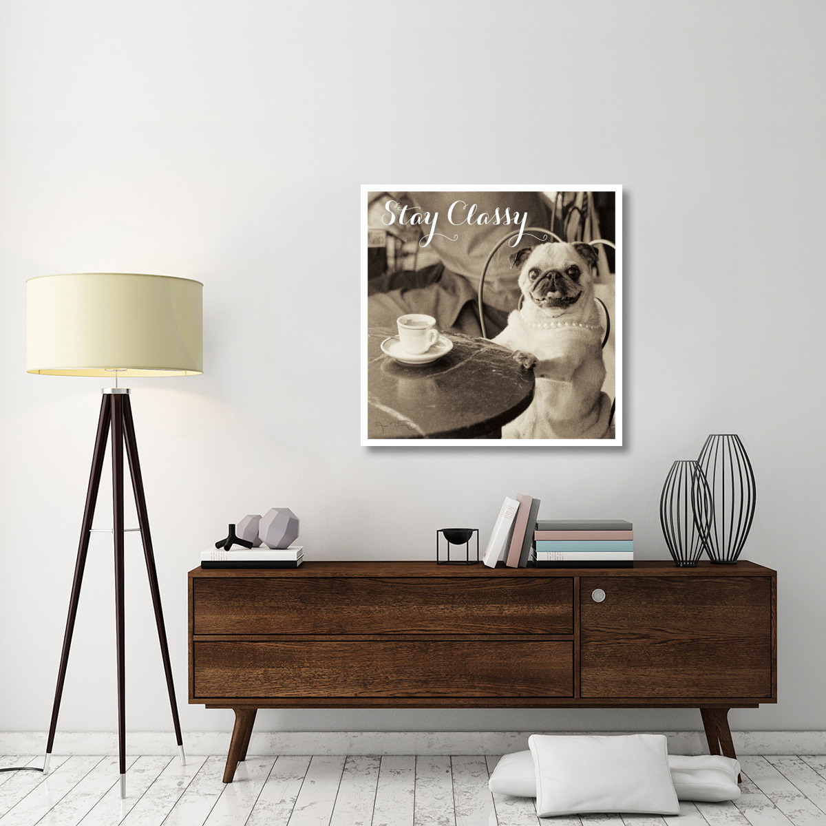 Cafe Pug Stay Classy -Paper Art-38&quotx38"