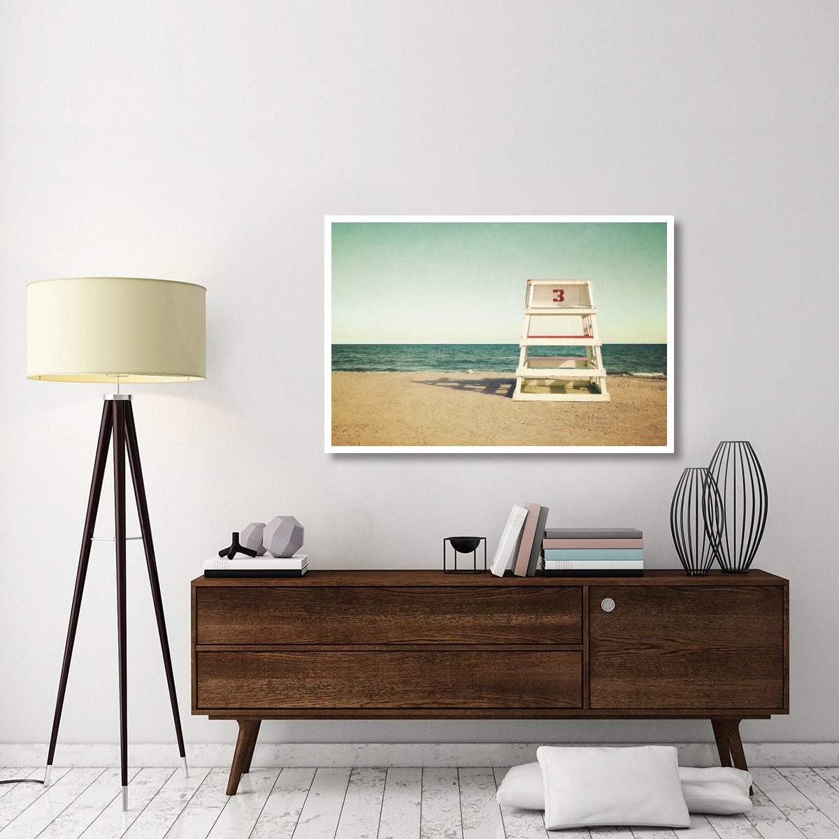 Lifeguard Station No 3 Crop -Paper Art-50&quotx34"