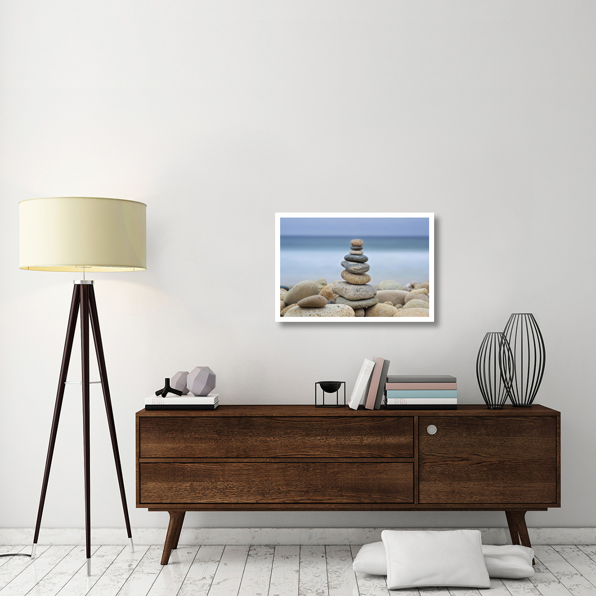 Stonewall Beach Cairn -Paper Art-32&quotx22"