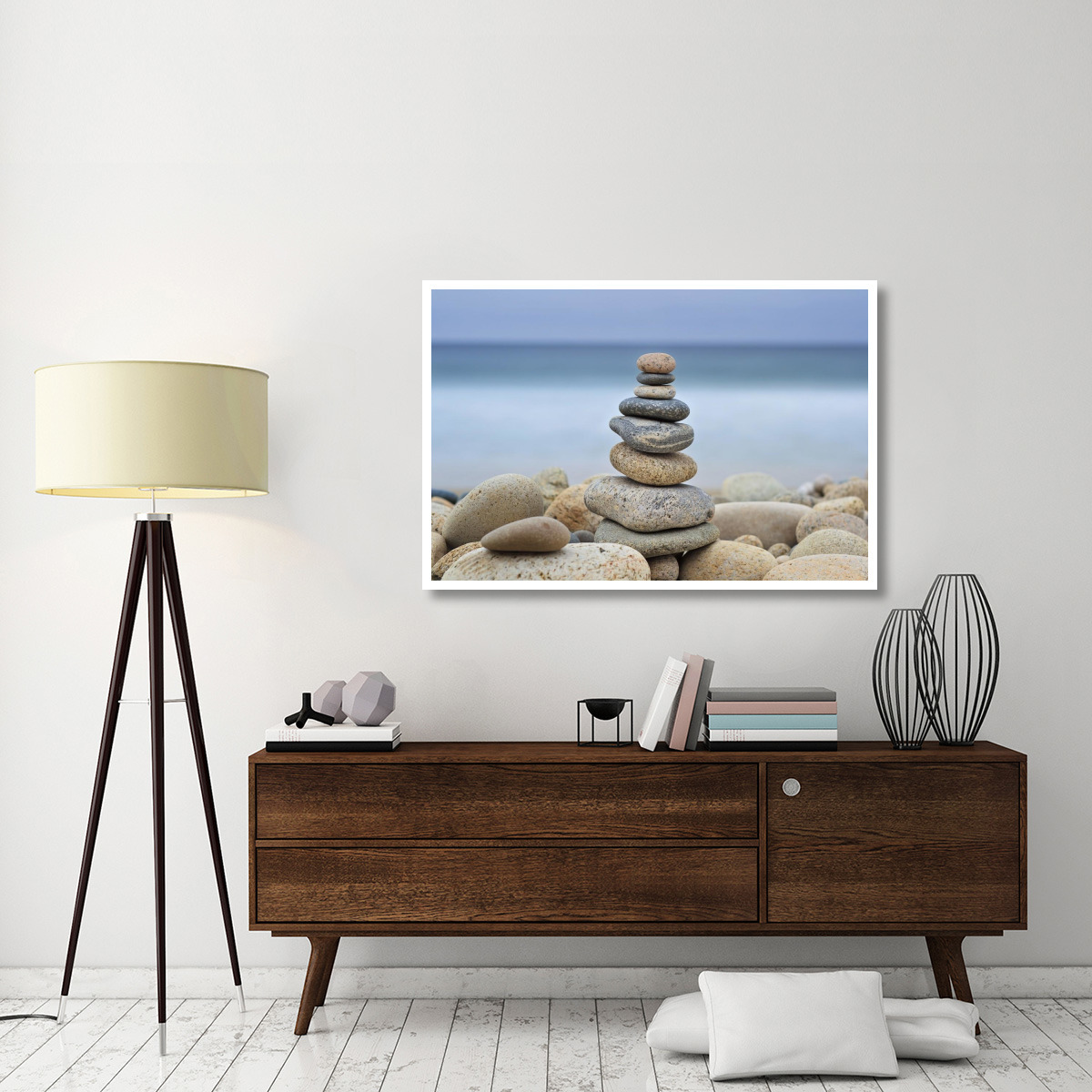 Stonewall Beach Cairn -Paper Art-50&quotx34"