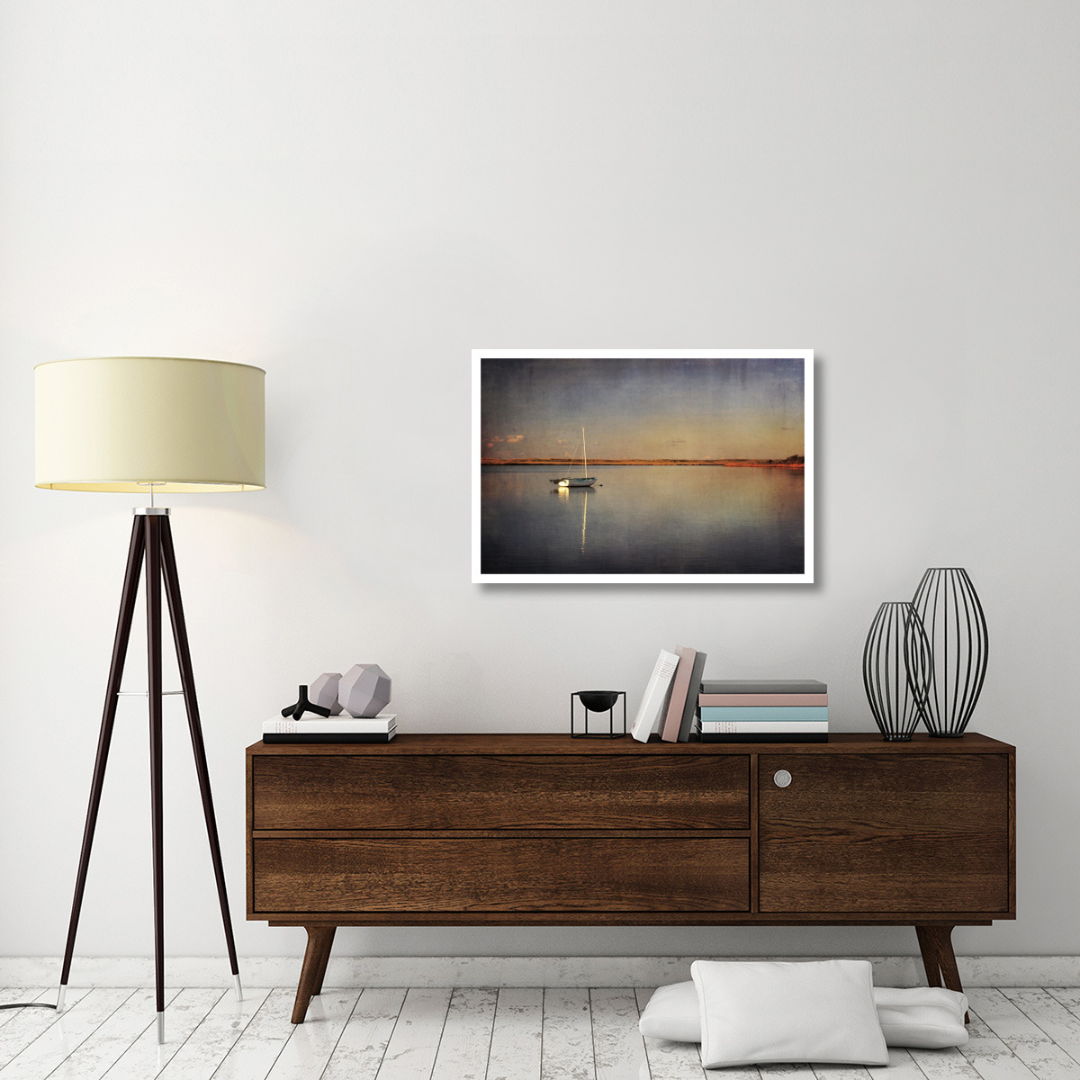Last Boat in the Bay -Paper Art-38&quotx26"