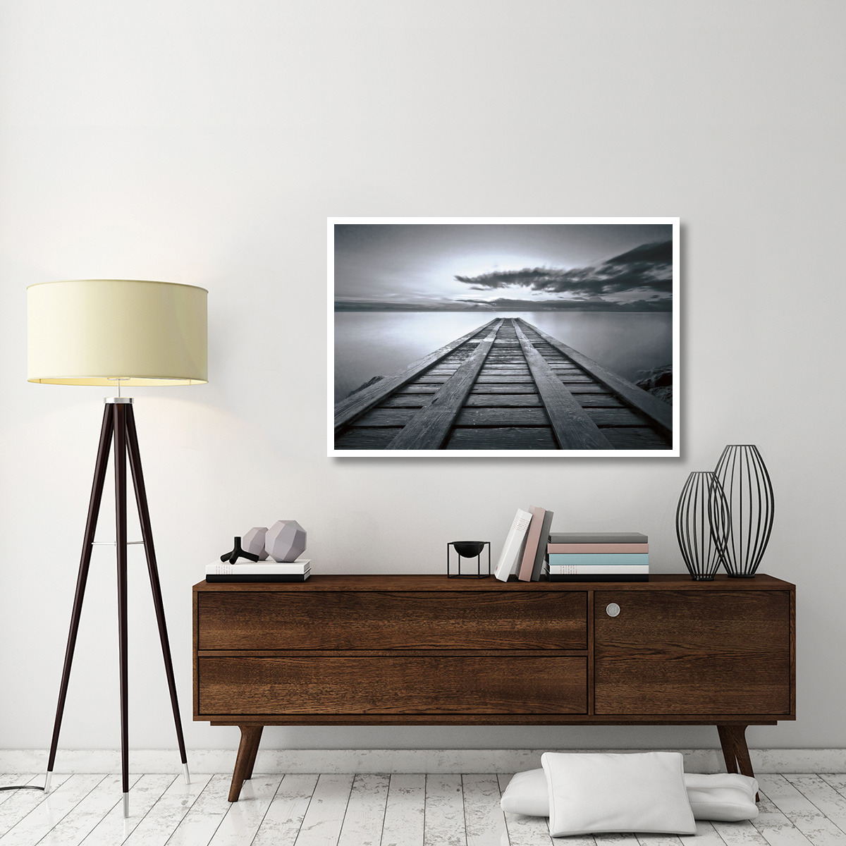Cosmic Dock BW -Paper Art-50&quotx34"