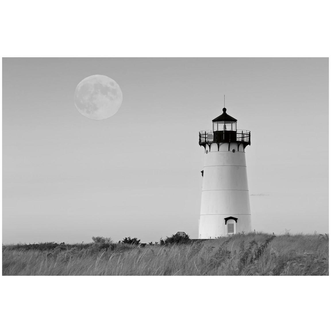 Moon over Marthas Vineyard BW -Paper Art-20&quotx14"
