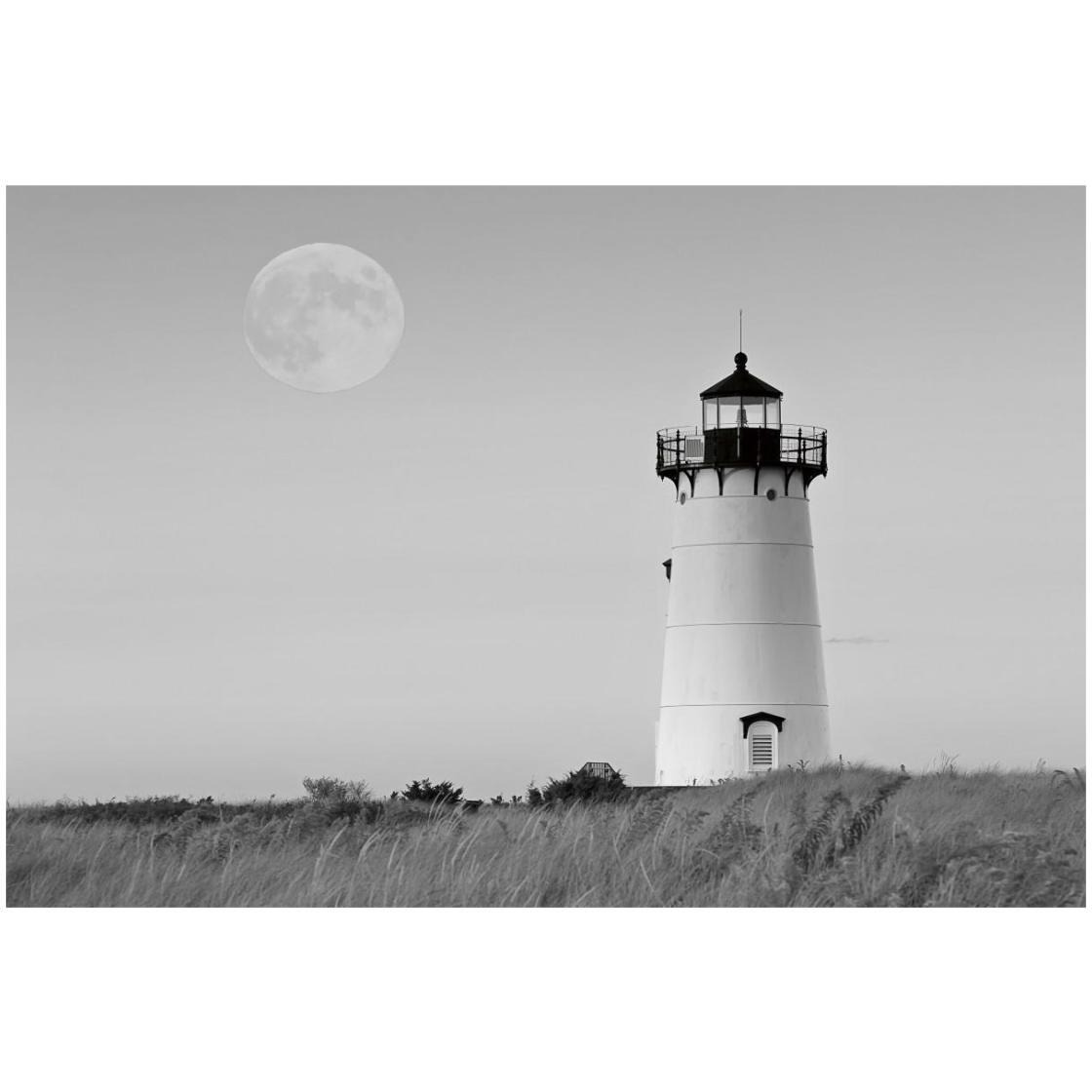 Moon over Marthas Vineyard BW -Paper Art-26&quotx18"