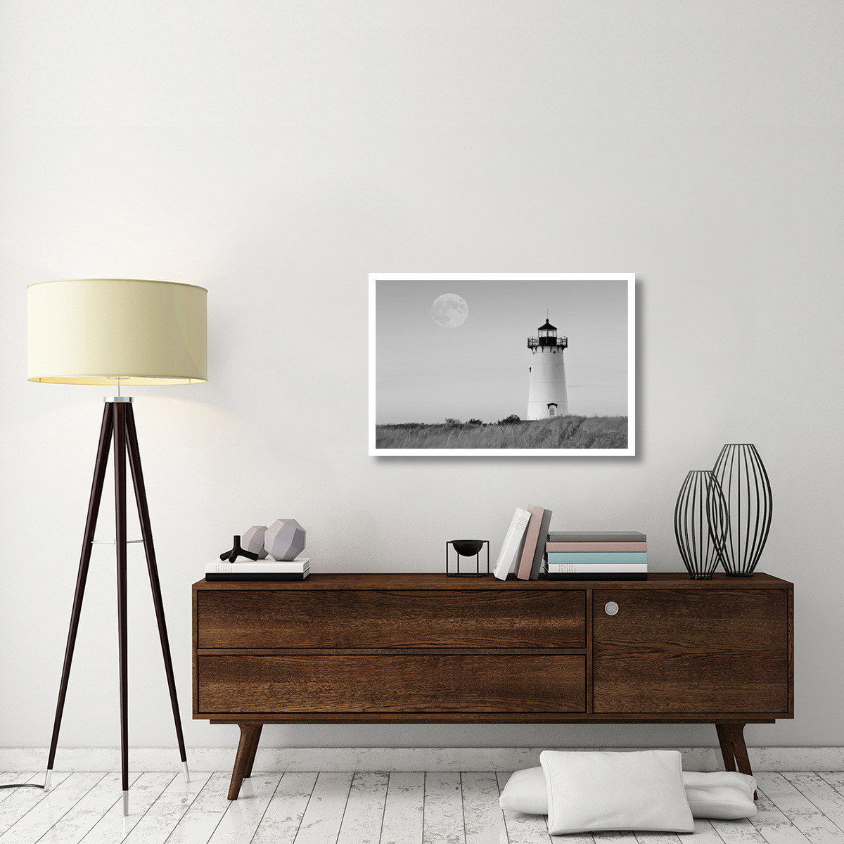 Moon over Marthas Vineyard BW -Paper Art-38&quotx26"