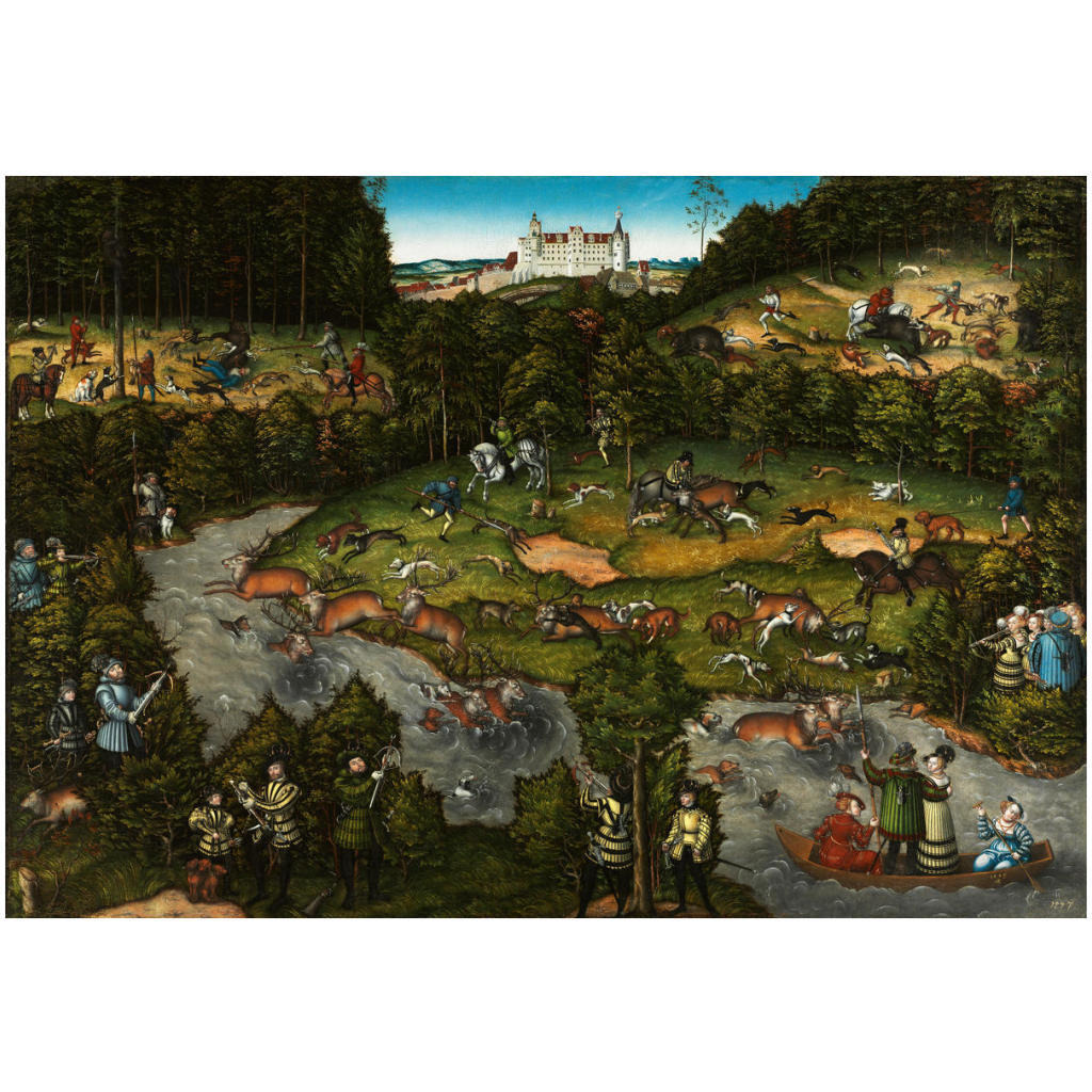 Hunting near Hartenfels Castle, 1540 -Paper Art-24&quotx17.18"