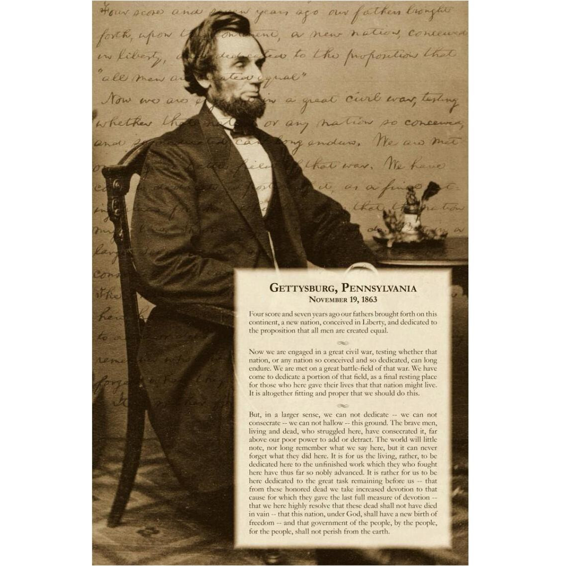 Abraham Lincoln - Gettysburg Address -Paper Art-26&quotx38"