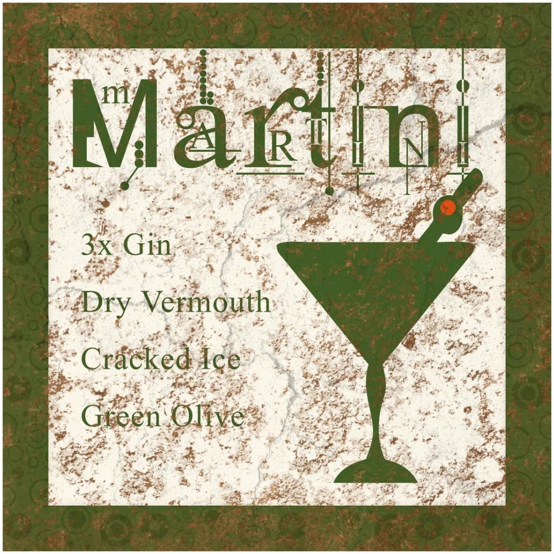 Cocktail Recipes - Martini -Paper Art-32&quotx32"