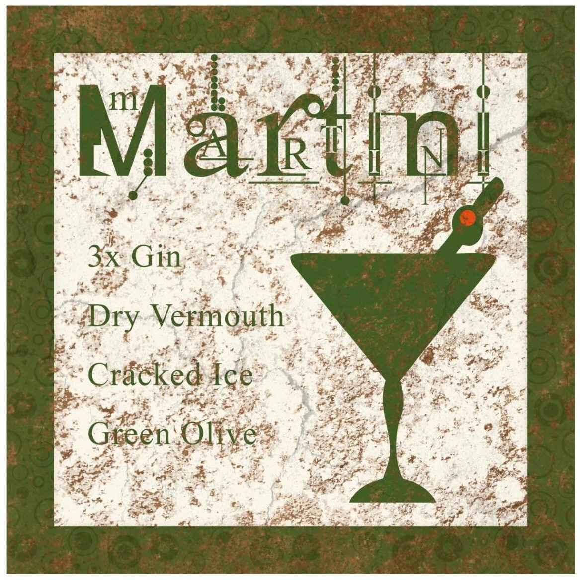 Cocktail Recipes - Martini -Paper Art-42&quotx42"