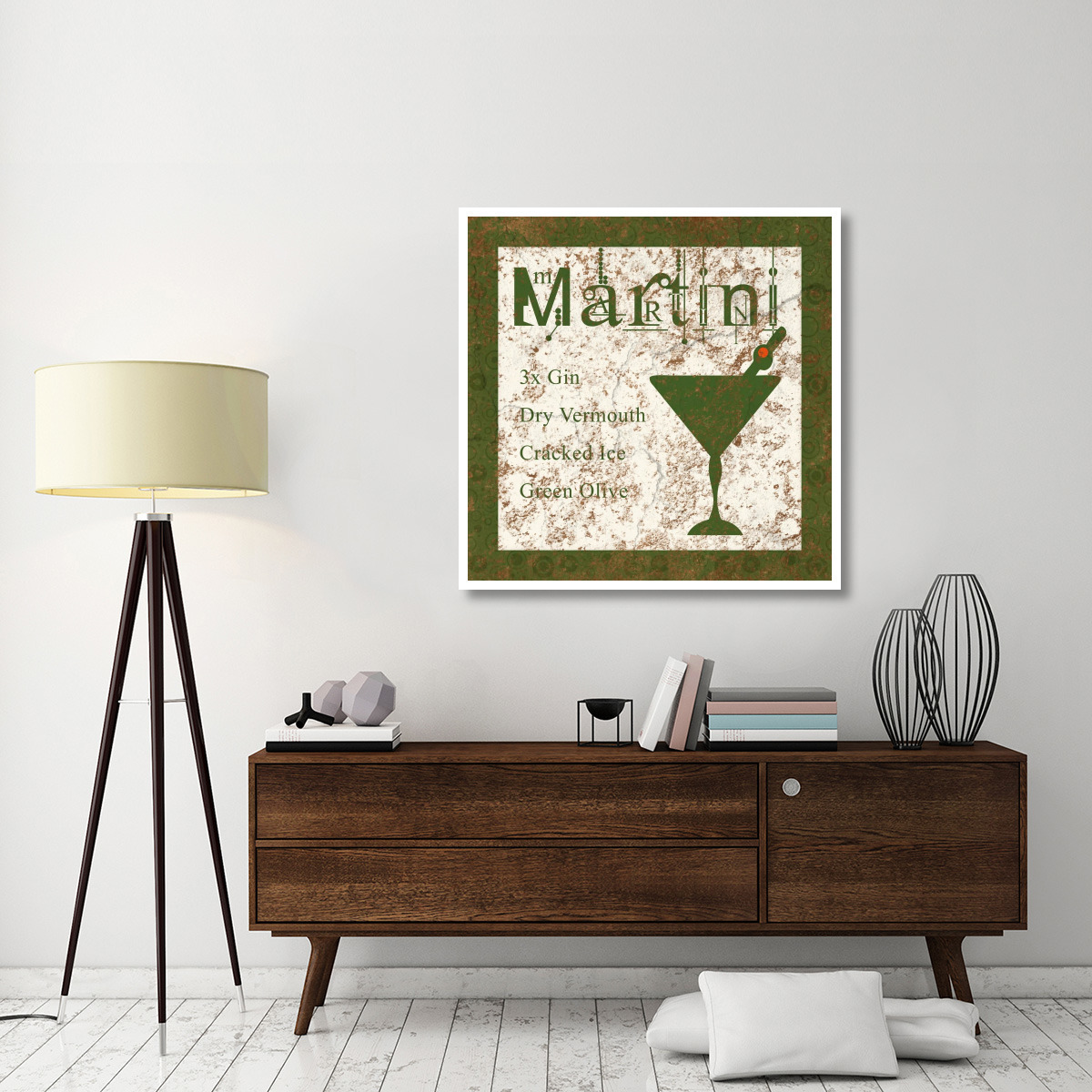 Cocktail Recipes - Martini -Paper Art-42&quotx42"