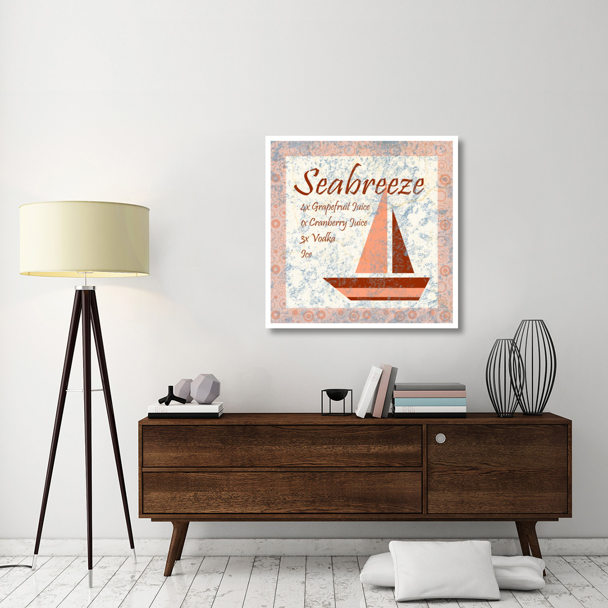 Cocktail Recipes - Sea Breeze -Paper Art-38&quotx38"
