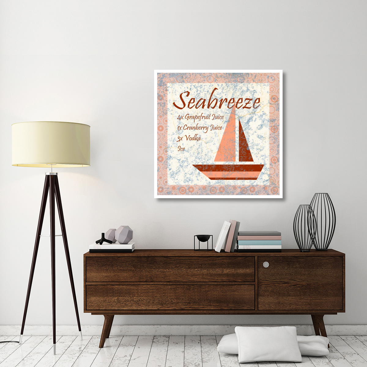 Cocktail Recipes - Sea Breeze -Paper Art-42&quotx42"