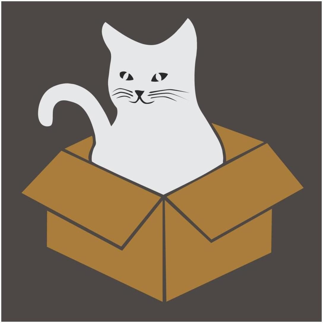 Cat in a Box - Gray -Paper Art-20&quotx20"